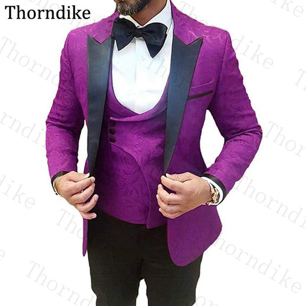 thorndike formal groom patter purple suit black shawl lapel business party suits men slim fit jacquard banquet tuxedo for men, White;black
thorndike formal groom patter purple suit black shawl lapel business party suits men slim fit jacquard banquet tuxedo for men, White;black