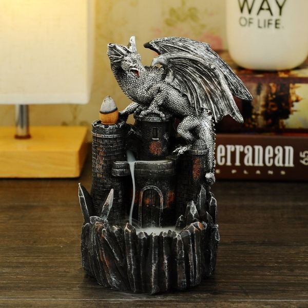 resin dragon castle backflow incense burner dragon incense holder home decor aromatherapy ornament + 10 cones
resin dragon castle backflow incense burner dragon incense holder home decor aromatherapy ornament + 10 cones