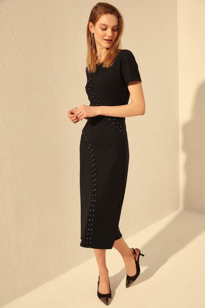 trendyol eyelet detailed knit dress twoss20el0837, Black;gray