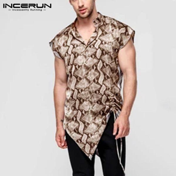 men's casual shirts 2021 fashion men irregular shirt sleeveless v neck streetwear leopard printed camisa summer drawstring incerun 5xl, White;black
men's casual shirts 2021 fashion men irregular shirt sleeveless v neck streetwear leopard printed camisa summer drawstring incerun 5xl, White;black