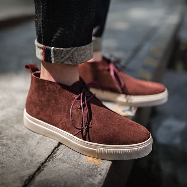 maden men's new board shoes red leather retro high-casual shoes, Black 
maden men's new board shoes red leather retro high-casual shoes, Black