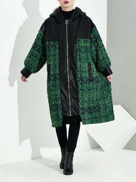 women's wool & blends loose fit green plaid leather big size thick woolen coat parkas long sleeve women fashion tide autumn winter 2021, Black
women's wool & blends loose fit green plaid leather big size thick woolen coat parkas long sleeve women fashion tide autumn winter 2021, Black