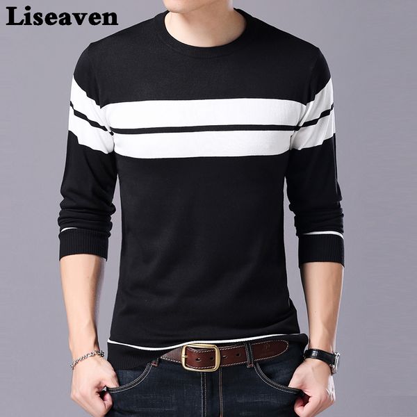 liseaven men sweater long sleeve striped pullover sweaters winter male pullovers, White;black
liseaven men sweater long sleeve striped pullover sweaters winter male pullovers, White;black