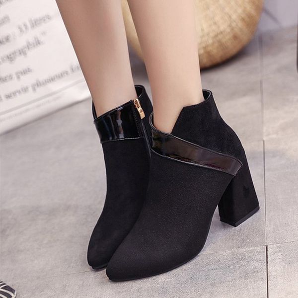 women side zipper ankle boots flock patchwork pointed toe female shoes autumn high heel platform ladies boots fashion 2019, Black
women side zipper ankle boots flock patchwork pointed toe female shoes autumn high heel platform ladies boots fashion 2019, Black