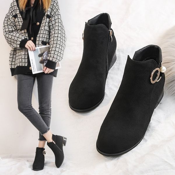 big size shoes woman med heel boots luxury designer ankle booties women zipper round toe boots-women large size rubber, Black
big size shoes woman med heel boots luxury designer ankle booties women zipper round toe boots-women large size rubber, Black