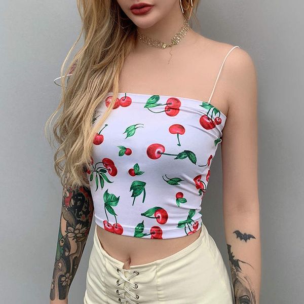 cherry print crop 2019 summer summer clubwear women camisole off shoulder party shopping all match spaghetti strap casual, White
cherry print crop 2019 summer summer clubwear women camisole off shoulder party shopping all match spaghetti strap casual, White