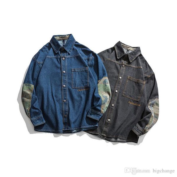mens camouflage patchwork denim jacket pattern behind letter embroidery loose lapel fashion hip hop jacket mens tide, Black;brown
mens camouflage patchwork denim jacket pattern behind letter embroidery loose lapel fashion hip hop jacket mens tide, Black;brown