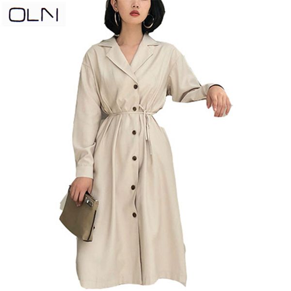 women's trench coats oln korean arrival wholesale temperament version suit collar long section with windbreaker dress autumn, Tan;black
women's trench coats oln korean arrival wholesale temperament version suit collar long section with windbreaker dress autumn, Tan;black