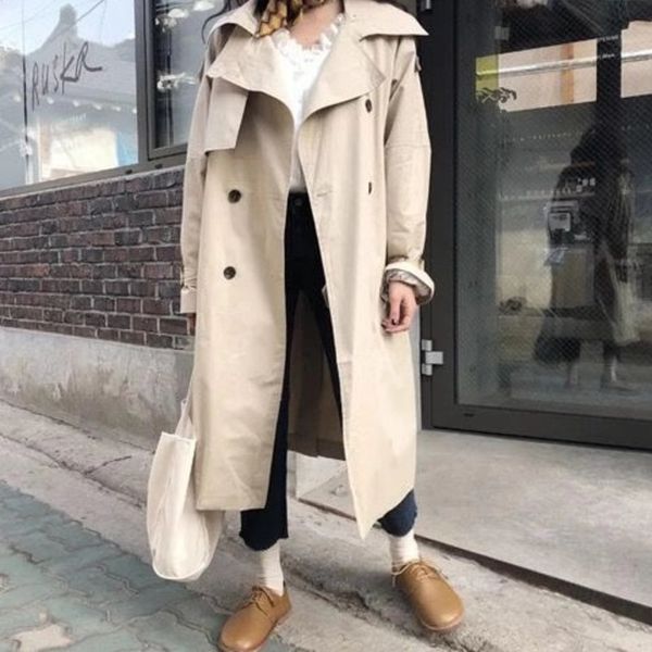 long windbreaker women spring solid color both row buckle overknee loose trench female coat autumn basic jackets sashes fashion, Tan;black
long windbreaker women spring solid color both row buckle overknee loose trench female coat autumn basic jackets sashes fashion, Tan;black