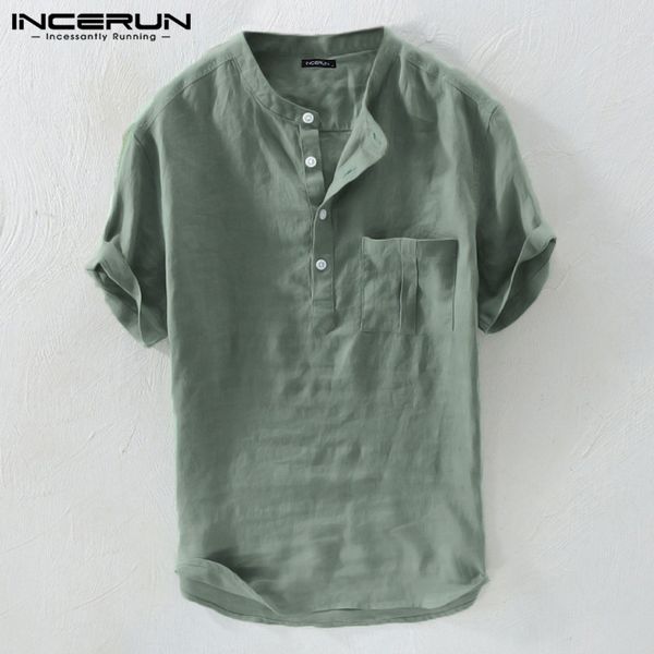 incerun summer casual men shirt stand collar solid cotton blouse fashion short sleeve brand shirts harajuku camisas hombre s-5xl, White;black
incerun summer casual men shirt stand collar solid cotton blouse fashion short sleeve brand shirts harajuku camisas hombre s-5xl, White;black
