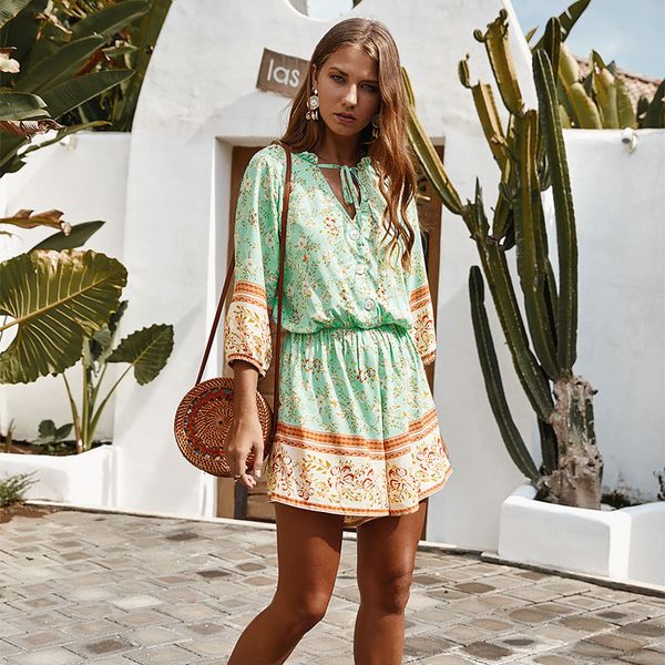 women's jumpsuits & rompers knoyeer boho vacation jumpsuit summer women romper mini printed shorts playsuit ladies combi pantalon femme, Black;white
women's jumpsuits & rompers knoyeer boho vacation jumpsuit summer women romper mini printed shorts playsuit ladies combi pantalon femme, Black;white