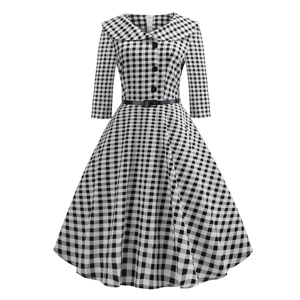 autumn plaid vintage dress 1950s women a line peter pan collar patchwork fashion brand elegant female rockabilly midi dresses, Black;gray
autumn plaid vintage dress 1950s women a line peter pan collar patchwork fashion brand elegant female rockabilly midi dresses, Black;gray