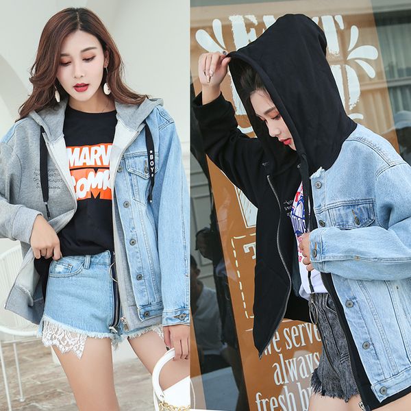 women's jackets boyfriend trends jean hooded coat 2021 patchwork black grey blue long sleeve single breasted denim jacket outwear, Black;brown
women's jackets boyfriend trends jean hooded coat 2021 patchwork black grey blue long sleeve single breasted denim jacket outwear, Black;brown