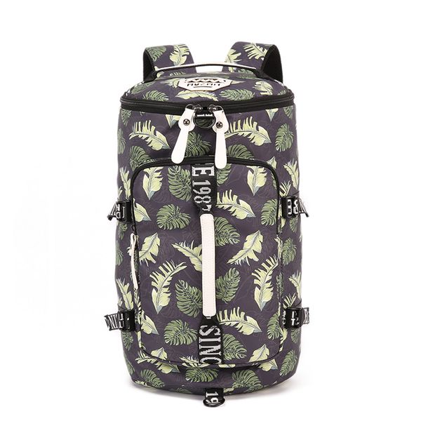 2018 green leaves new canvas outdoor portable waterproof sport bags professional men and women large capacity gym bag