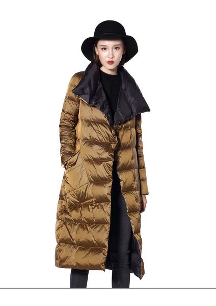fitaylor women double sided down long jacket winter turtleneck white duck down coat double breasted warm parkas snow outwear, Black;white
fitaylor women double sided down long jacket winter turtleneck white duck down coat double breasted warm parkas snow outwear, Black;white