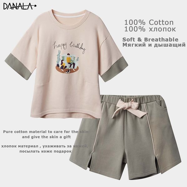 danala 100% cotton casual pajamas sets women short sleeve print sleepwear sets girls home clothes for women home suits, Black;red
danala 100% cotton casual pajamas sets women short sleeve print sleepwear sets girls home clothes for women home suits, Black;red