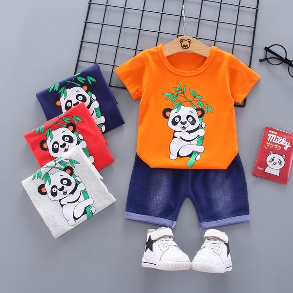 summer new male baby cute cartoon panda middle and small children round neck shirt printed short sleeve two-piece suit, White
summer new male baby cute cartoon panda middle and small children round neck shirt printed short sleeve two-piece suit, White