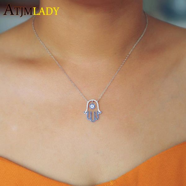 fashion 2020 turkish hamsa hand pendant necklaces women ladies delicate dainty 925 sterling silver clear blue cz cute necklace
fashion 2020 turkish hamsa hand pendant necklaces women ladies delicate dainty 925 sterling silver clear blue cz cute necklace