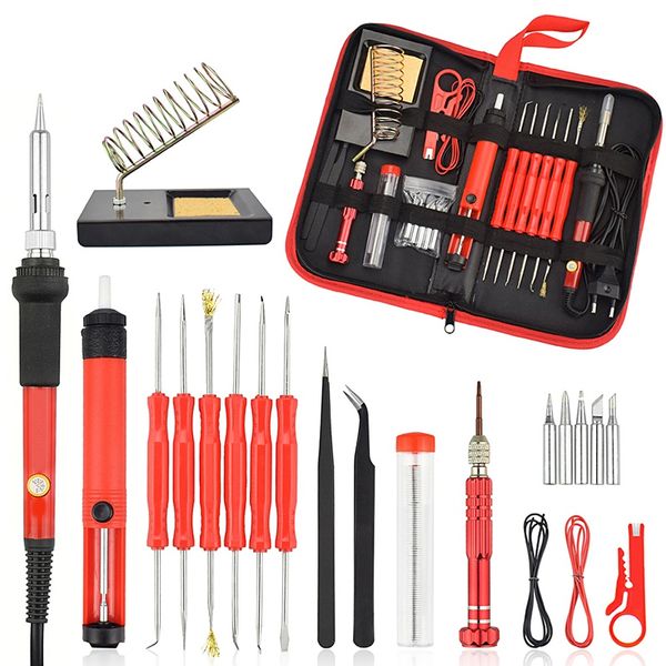 60w electric soldering iron kit screwdriver desoldering pump tip wire pliers tool bag welding repair tool set 
60w electric soldering iron kit screwdriver desoldering pump tip wire pliers tool bag welding repair tool set