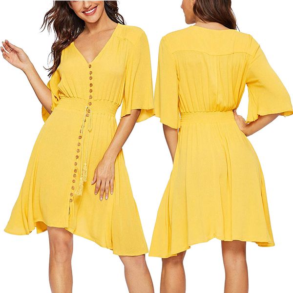 summer korean chiffon women dress elegant ladies vintage yellow dress boho floral office short sleeve vestidos clothing, Black;gray
summer korean chiffon women dress elegant ladies vintage yellow dress boho floral office short sleeve vestidos clothing, Black;gray