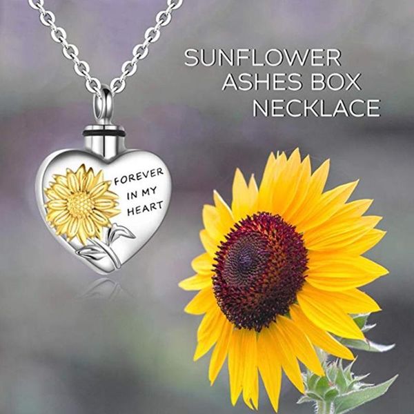 sunflower pendant necklace peach heart shape cinerary casket container choker fashion statement creative jewelry memorial gifts, Silver
sunflower pendant necklace peach heart shape cinerary casket container choker fashion statement creative jewelry memorial gifts, Silver