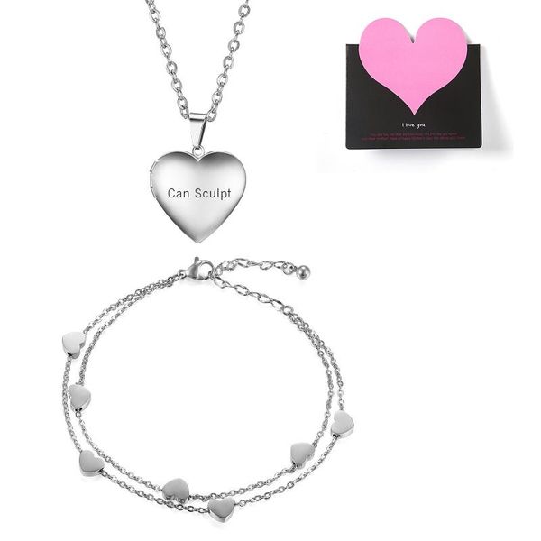 boniskiss heart pattern open p frame pendant necklaces charm female bangles sets for mother day's gift birthday jewellery, Silver
boniskiss heart pattern open p frame pendant necklaces charm female bangles sets for mother day's gift birthday jewellery, Silver