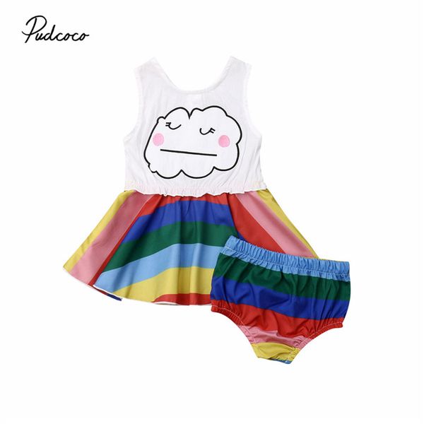 2019 cute infant baby girls cloudy rainbow clothes sets sleeveless vest dress+rainbow shorts 2pcs outfits outfit set, White
2019 cute infant baby girls cloudy rainbow clothes sets sleeveless vest dress+rainbow shorts 2pcs outfits outfit set, White
