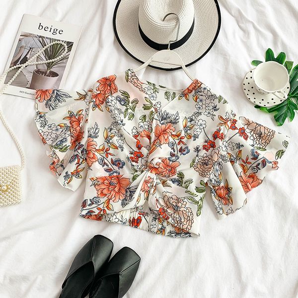 women's blouses & shirts summer elegant blouse shirt korean vintage short floral chiffon woman blusas mujer de moda 2021 lw431, White
women's blouses & shirts summer elegant blouse shirt korean vintage short floral chiffon woman blusas mujer de moda 2021 lw431, White