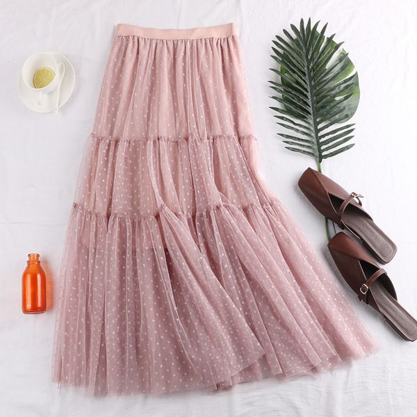 a107 spring new high waist thin wave dot double layer mesh half skirt a-line medium length patchwork skirt, Black
a107 spring new high waist thin wave dot double layer mesh half skirt a-line medium length patchwork skirt, Black