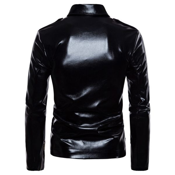 2018 autumn new style occident fashion sportsman locomotive leather coat bright surface ouma black and white with pattern leathe
2018 autumn new style occident fashion sportsman locomotive leather coat bright surface ouma black and white with pattern leathe
