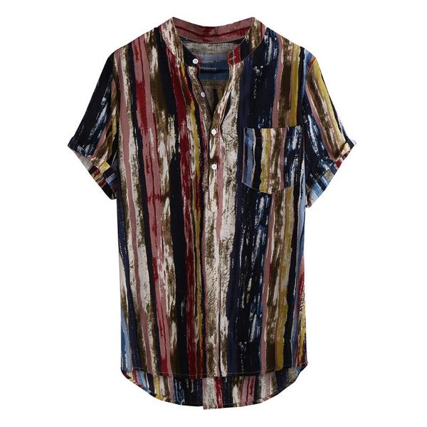 men shirt summer fashion stand collar strip print short sleeve cotton linen printing hawaiian camisas hombre, White;black
men shirt summer fashion stand collar strip print short sleeve cotton linen printing hawaiian camisas hombre, White;black