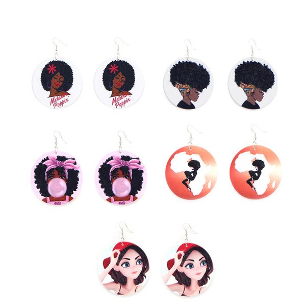 print african girls head maps colorful wood pendant earrings dangle 6cm round wooden eardrop ear hook women fashion jewelry gifts, Silver
print african girls head maps colorful wood pendant earrings dangle 6cm round wooden eardrop ear hook women fashion jewelry gifts, Silver