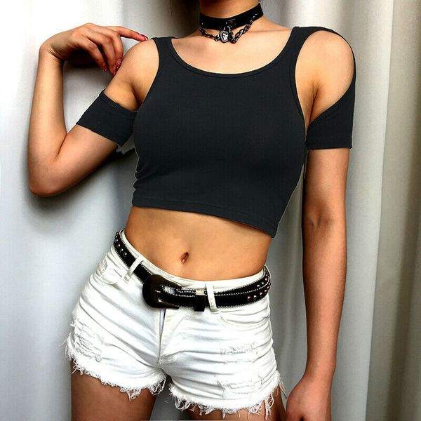 new style women t-shirts summer women's short sleeve vest cutout solid hollow out short casual fashion 2019, White
new style women t-shirts summer women's short sleeve vest cutout solid hollow out short casual fashion 2019, White