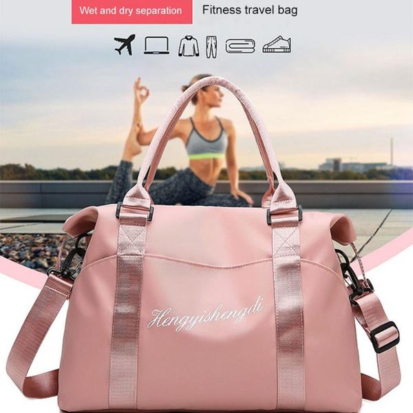 Women Sports Gym Bag Handheld Large Capacity Lightweight Storage Bags Wet And Dry Separation Handbag Package Back Pack 1021