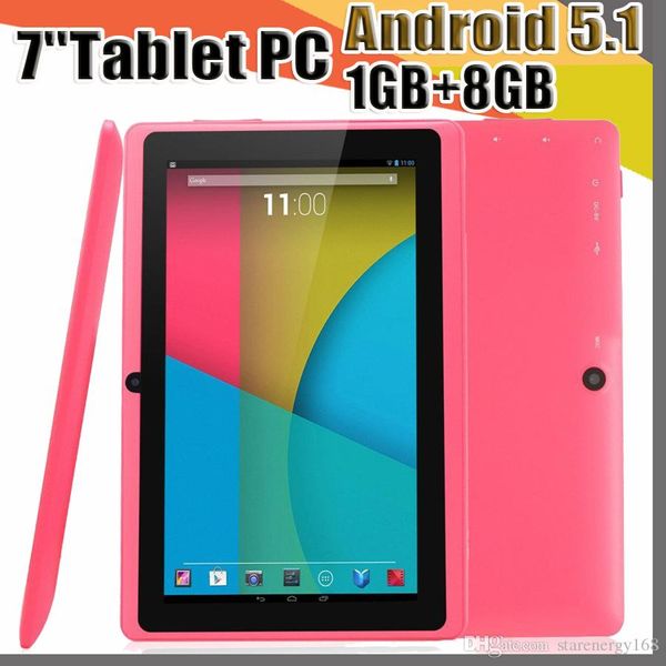 

7 inch q88 tablets quad core allwinner a33 1.2ghz android 5.1 1gb ram 8gb rom bluetooth wifi otg tablet pc a-7pb