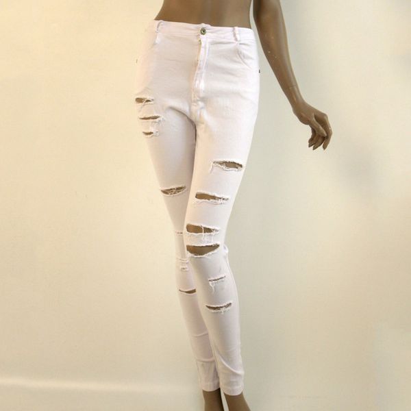 new womens elastic destroyed hole leggings long pants solid color denim shorts ripped jeans, Black;white
new womens elastic destroyed hole leggings long pants solid color denim shorts ripped jeans, Black;white