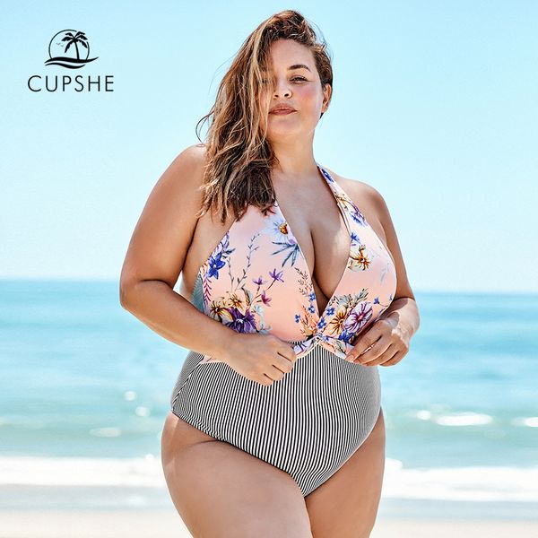 cupshe plus size striped and floral print v-neck one piece swimsuit large women monokini bathing suits 2020 beach swimwear, White;black
cupshe plus size striped and floral print v-neck one piece swimsuit large women monokini bathing suits 2020 beach swimwear, White;black