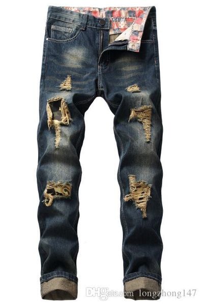 new man's casual jeans hole nostalgic jeans men fashion zipper pants mens straight leg jeans trousers fashion cowboy beggar pants, Blue
new man's casual jeans hole nostalgic jeans men fashion zipper pants mens straight leg jeans trousers fashion cowboy beggar pants, Blue