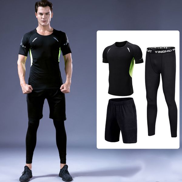 3 pcs/set men's tracksuit gym fitness compression sports suit basketball training tights clothes gym fitness jogging sportswear, Black;blue
3 pcs/set men's tracksuit gym fitness compression sports suit basketball training tights clothes gym fitness jogging sportswear, Black;blue