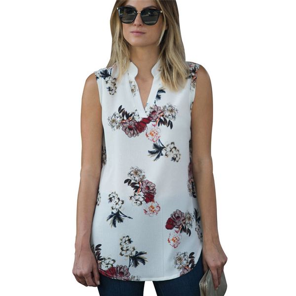 fashion vintage floral print blouse shirt summer sleeveless chiffon blouse v neck women shirts casual loose chemise, White
fashion vintage floral print blouse shirt summer sleeveless chiffon blouse v neck women shirts casual loose chemise, White