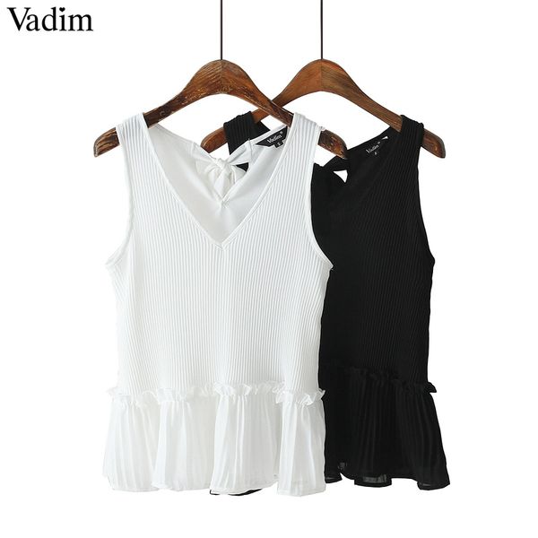vadim women black white v neck blouse chiffon pleated sleeveless female casual shirts sweet solid chic summer blusas wa197
vadim women black white v neck blouse chiffon pleated sleeveless female casual shirts sweet solid chic summer blusas wa197