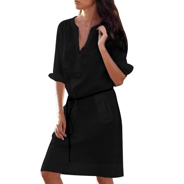 summer dress 2019 dress for women maxi casual half sleeve buttons v neck slim pocket shirt dresses vestidos mujer, Black;gray
summer dress 2019 dress for women maxi casual half sleeve buttons v neck slim pocket shirt dresses vestidos mujer, Black;gray