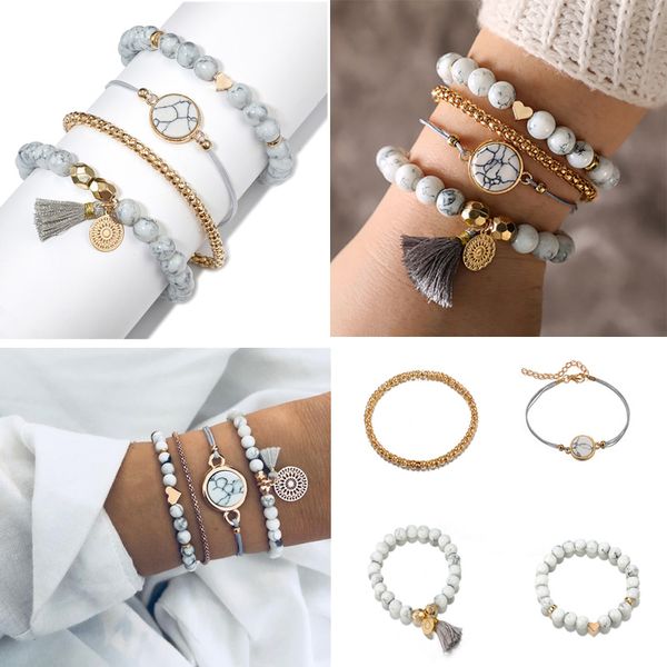 4pcs/set natural stone howlite heart hematite charm beaded bracelets for women boho tassel friendship bracelet jewelry gifts, Golden;silver
4pcs/set natural stone howlite heart hematite charm beaded bracelets for women boho tassel friendship bracelet jewelry gifts, Golden;silver
