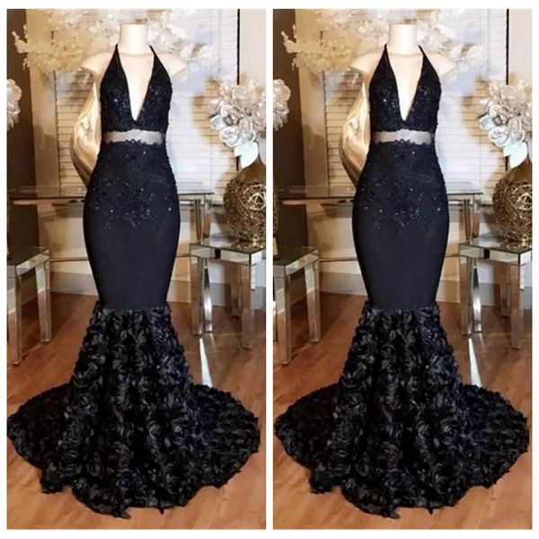 2019 halter lace appliques slim mermaid prom dresses beading sequins black 3d flowers sweep train evening party gowns special occasion gowns
2019 halter lace appliques slim mermaid prom dresses beading sequins black 3d flowers sweep train evening party gowns special occasion gowns