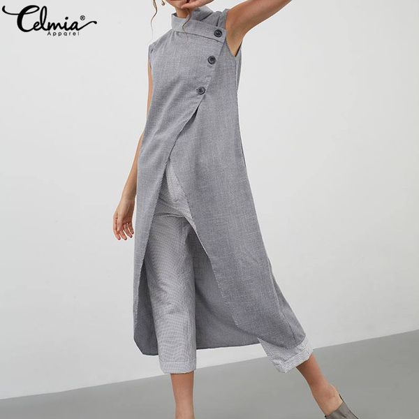 celmia fashion long women split blouses 2019 summer sleeveless buttons casual asymmetrical tunic shirts loose blusas mujer, White
celmia fashion long women split blouses 2019 summer sleeveless buttons casual asymmetrical tunic shirts loose blusas mujer, White