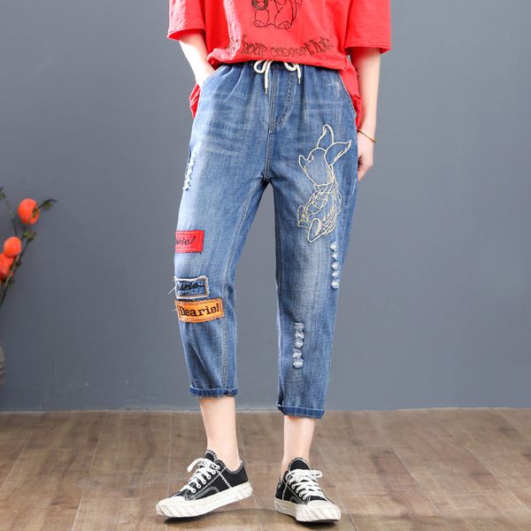 women's jeans plus size 2021 ripped harem pants for women casual loose vintage embroidery denim capris high waist vaqueros, Blue
women's jeans plus size 2021 ripped harem pants for women casual loose vintage embroidery denim capris high waist vaqueros, Blue