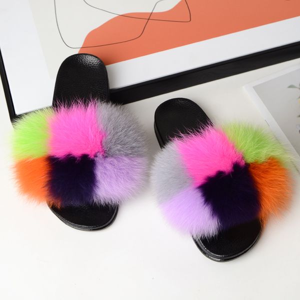 women summer real fur slippers fluffy fur slides elegant brand slippers furry fashion sandals plush party shoes, Black
women summer real fur slippers fluffy fur slides elegant brand slippers furry fashion sandals plush party shoes, Black