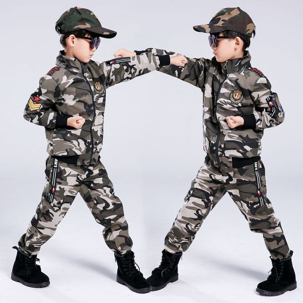 children's boy camouflage clothing sets soldier army uniform big boys student cotton clothes kids tracksuits 2pcs boys sportwear, White
children's boy camouflage clothing sets soldier army uniform big boys student cotton clothes kids tracksuits 2pcs boys sportwear, White