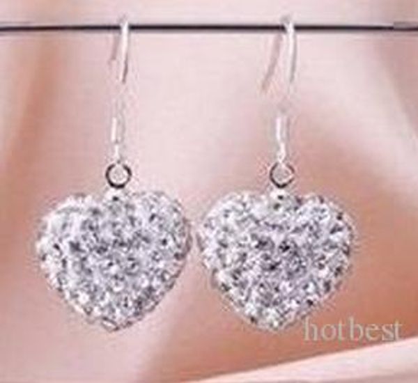 wedding gift mix colors white disco ball beads clay heart drop dangle crystall crystal earrings stud women, Silver
wedding gift mix colors white disco ball beads clay heart drop dangle crystall crystal earrings stud women, Silver