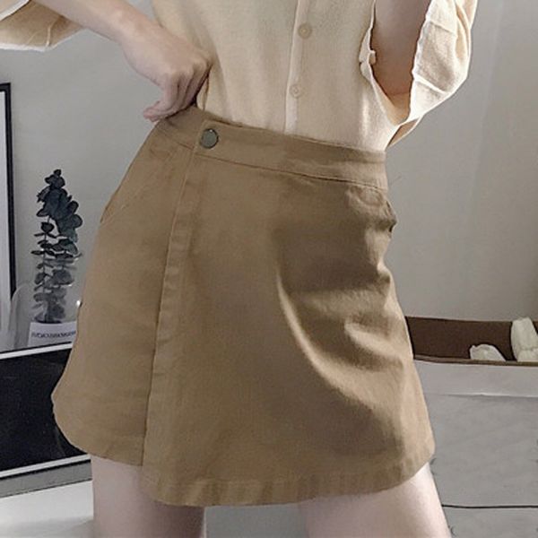 

2019 new women shorts skirts spring fashion high waist shorts female casual loose culottes women black/beige/khaki summer short, Blue